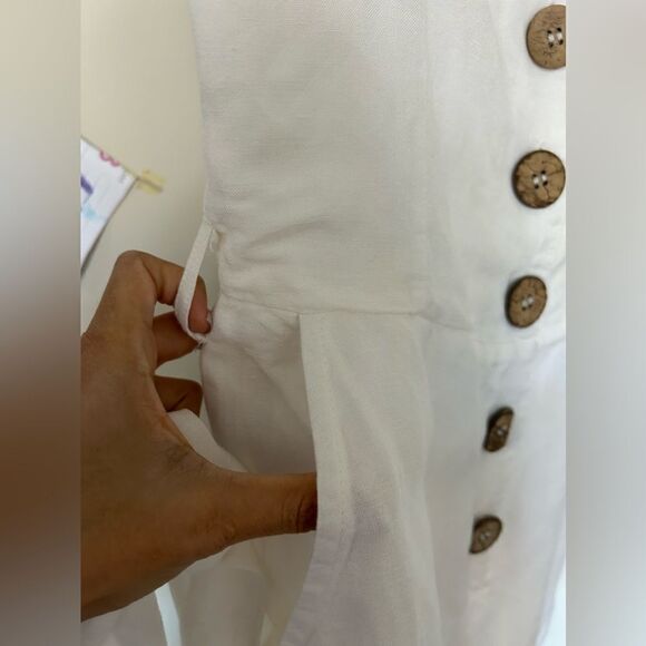 Mango White Button Up Linen Romper - Picture 11 of 12